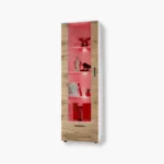 Vitrine Armoire Alessandria, Wotan/blanc, éclairage LED RVB