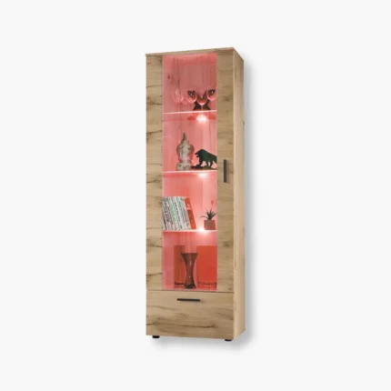 Alessandria Vitrine Schrank, Wotan/Wotan RGB LED Beleuchtung