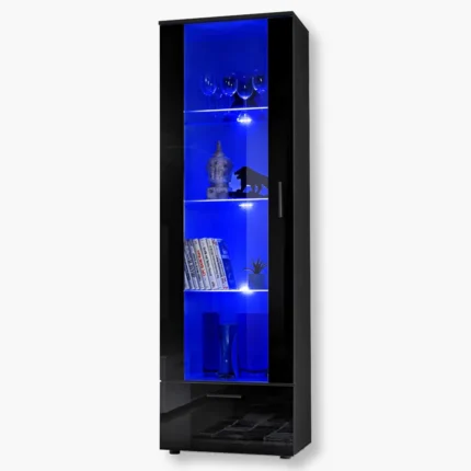 Alessandria Stehendes Display, Schwarz/Schwarz LED-Beleuchtung Blau