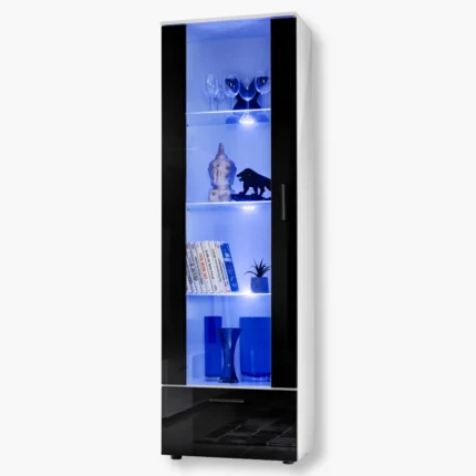 Alessandria Stehendes Display, Schwarz/Weiß LED-Beleuchtung Blau