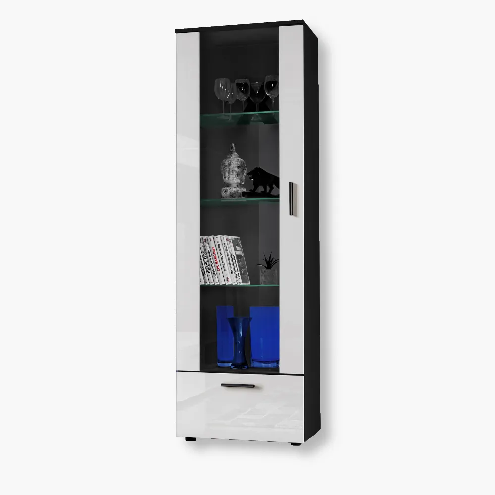 Alessandria-noLED-Black-White-1.webp Présentoir sur pied Alessandria, blanc/noir – Image 1