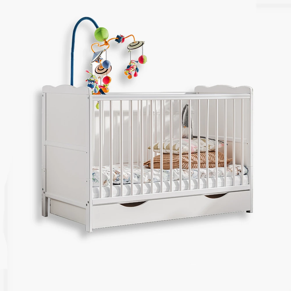 Aurora_szuf Aurora baby cot with drawer, white matt - Image 1
