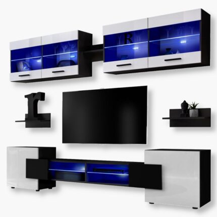 Foggia TV Furniture Set, White/Black
