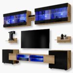 Foggia TV Furniture Set, Black/Wotan