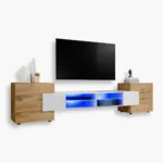 TV Schrank Merano, Wotan/Weiß LED Beleuchtung Blau