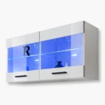 Etagère suspendue Savona, blanc/éclairage LED blanc bleu