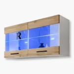 Savona Hängendes Regal, Wotan/Weiß LED Beleuchtung Blau