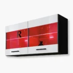 Savona Hanging Shelf Cabinet, White/Black RGB LED Lighting