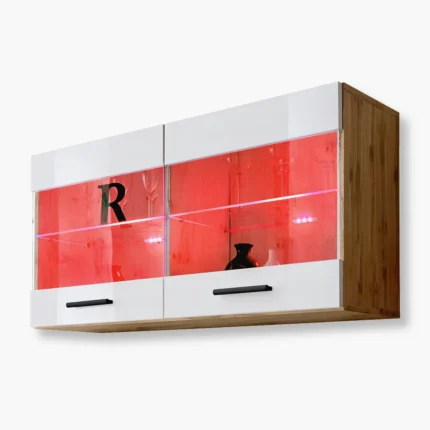 Savona Hängendes Regal, Weiß/Wotan RGB LED Beleuchtung