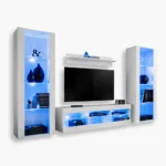 Tivoli Grande TV Furniture Set, White/White LED Lighting Blue