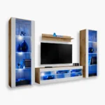 Ensemble de meubles RTV Tivoli Grande, blanc/éclairage LEDotan bleu