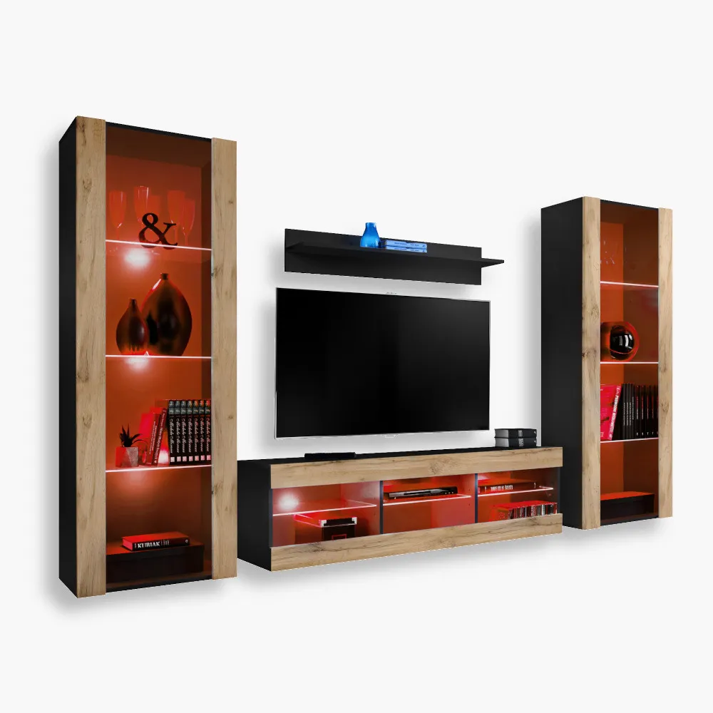 Tivoli Grande RGB Black-Wotan Tivoli Grande TV Furniture Set, Wotan/Black RGB LED Lighting - Image 1