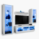 Ensemble de meubles RTV Tivoli Medio, blanc/éclairage LED blanc bleu
