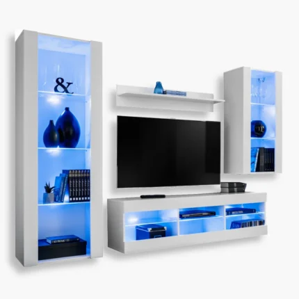 Ensemble de meubles RTV Tivoli Medio, blanc/éclairage LED blanc bleu