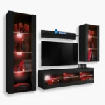 Tivoli Medio RTV Möbel Set, Schwarz/Schwarz LED RGB Beleuchtung