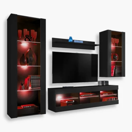 Ensemble de meubles RTV Tivoli Medio, noir/noir Éclairage LED RGB