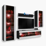 Tivoli Medio RTV Möbel Set, Weiß/Schwarz LED RGB Beleuchtung