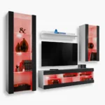 Tivoli Medio RTV Möbel Set, Schwarz/Weiß RGB LED Beleuchtung