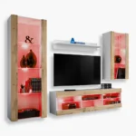 Tivoli Medio RTV Möbel Set, Wotan/Weiß LED RGB Beleuchtung