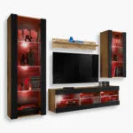 Ensemble de meubles RTV Tivoli Medio, Noir/Wotan Éclairage LED RVB