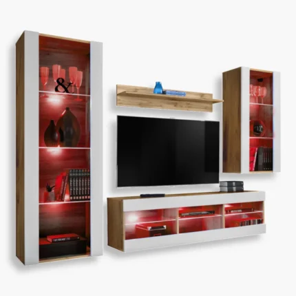 Ensemble de meubles RTV Tivoli Medio, Blanc/Wotan Éclairage LED RVB