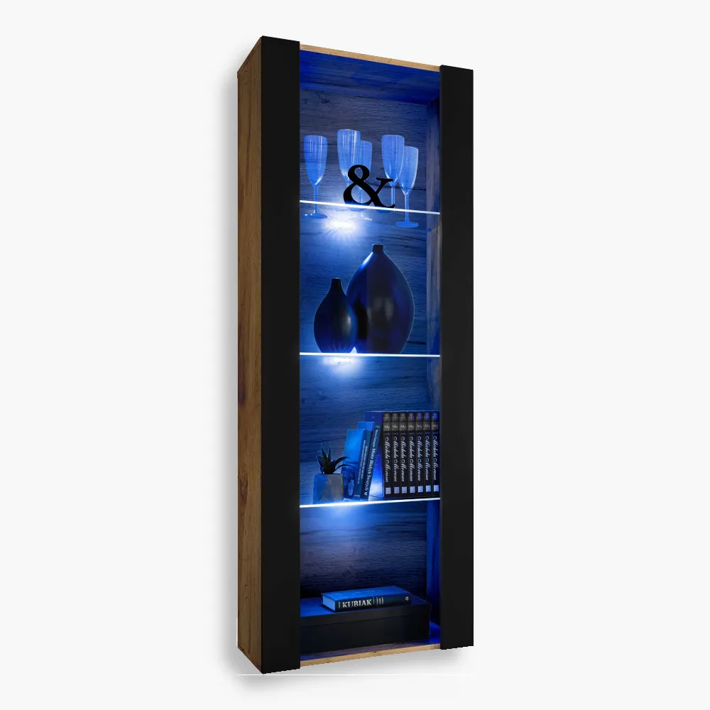 Tivoli Wit1 Blu Wotan-Black Tivoli Schrank, Schwarz/Wotan LED Beleuchtung Blau – Bild 1