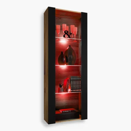 Tivoli Glass‑Shelf Cabinet, Black/Wotan RGB LED Lighting