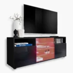Urbino TV cabinet, black/black RGB LED lighting