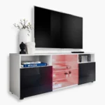Urbino RTV Schrank, schwarz/weiße RGB-LED-Beleuchtung
