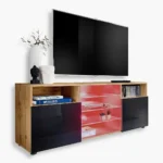 Urbino TV Cabinet, Black/Wotan RGB LED Lighting