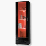 Witryna Stojąca Alessandria, Czarny/Czarny Oświetlenie LED RGB