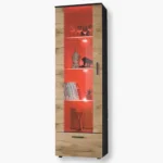 Witryna Stojąca Alessandria, Wotan/Czarny Oświetlenie LED RGB