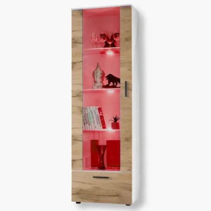 Witryna Stojąca Alessandria, Wotan/Biały Oświetlenie LED RGB