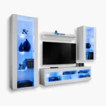 Tivoli Medio TV Furniture Set, White/White LED Lighting Blue