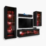Tivoli Medio TV Furniture Set, Black/Black RGB LED Lighting