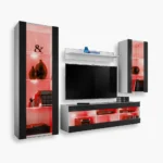 Zestaw Mebli RTV Tivoli Medio, Czarny/Biały Oświetlenie LED RGB