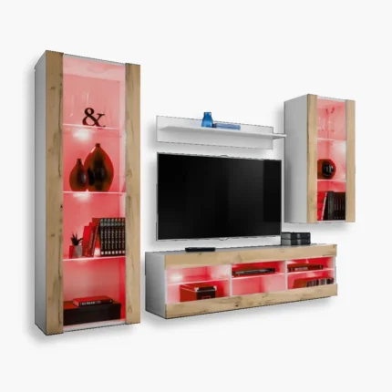 Zestaw Mebli RTV Tivoli Medio, Wotan/Biały Oświetlenie LED RGB