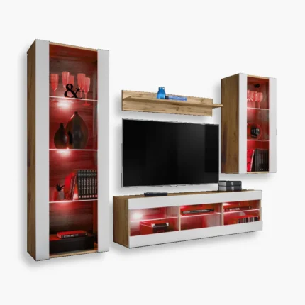TV Furniture SET Tivoli Medio, White/Wotan RGB LED Lighting