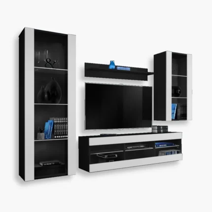 Zestaw Mebli RTV Tivoli Medio, Biały/Czarny