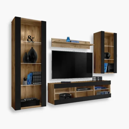 Zestaw Mebli RTV Tivoli Medio, Czarny/Wotan