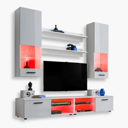 Varallo TV furniture set, white/white RGB LED lighting