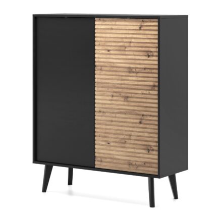 Saskatoon KD104 – chest of drawers, black, oak artisan, width 104 cm, height 125 cm, depth 39 cm