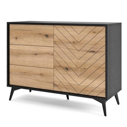 Commode Jasper KSZ104 – commode, évoquer le chêne, noir, largeur 104 cm, hauteur 77 cm, profondeur 39 cm
