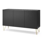 Canmore K144 – Three-door chest of drawers, black, width 144 cm, height 83 cm, depth 37 cm