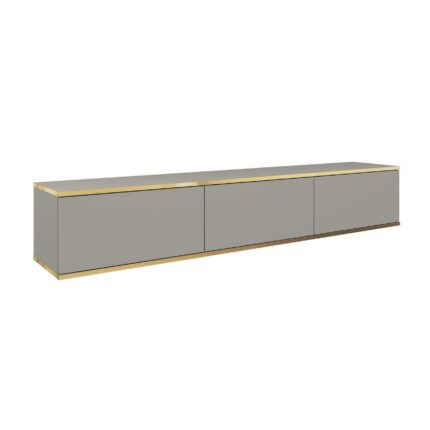 Banff RTV175 – TV-Schrank, graue glatte Front, Eiche handwerklich, Breite 175 cm, Höhe 30 cm, Tiefe 32 cm