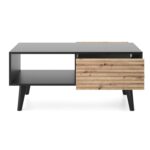 Saskatoon L104 – ława, czarny, dąb artisan, szerokość 104 cm, wysokość 48 cm, głębokość 68 cm