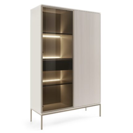 Laval WTSZ104 – Vitrine mit LED-Beleuchtung, Kaschmir, Breite 104 cm, Höhe 166 cm, Tiefe 39 cm