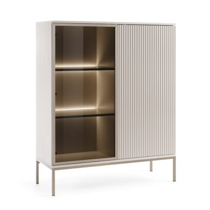 Laval WT104 – witryna z oświetleniem LED, kaszmir, szerokość 104 cm, wysokość 126 cm, głębokość 39 cm