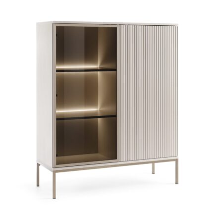 Laval WT104 – Vitrine mit LED-Beleuchtung, Kaschmir, Breite 104 cm, Höhe 126 cm, Tiefe 39 cm